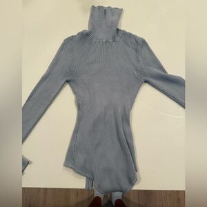 Abercrombie turtle neck sweater ribbed bodysuit grey size small